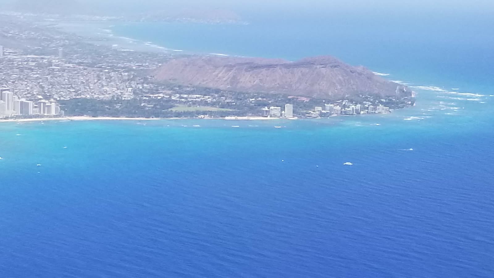 Aerial view of Diamond Head crater and Waikiki, June 2019