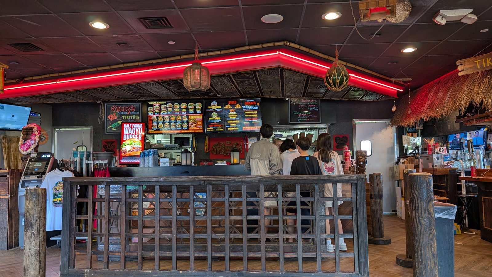 Counter and menu boards inside a Haleiwa lunch spot, January 2025
