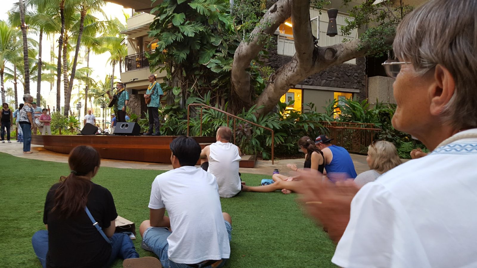 Live Hawaiian music on the Queen's Court stage at International Market Place
