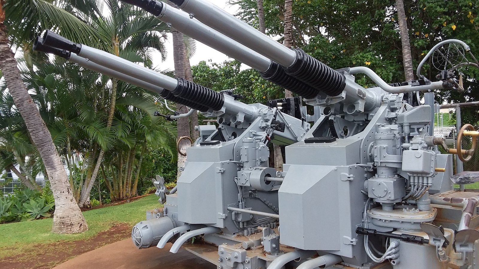 World War II anti-aircraft guns on display at Pearl Harbor